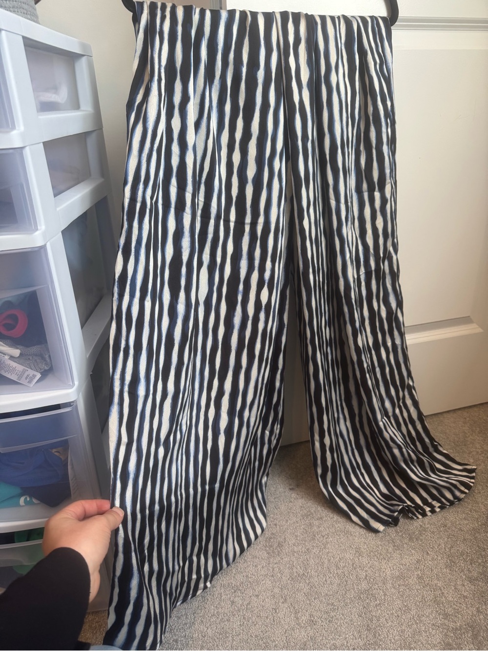 Black and White Vertical Stripe Wide Leg Pants